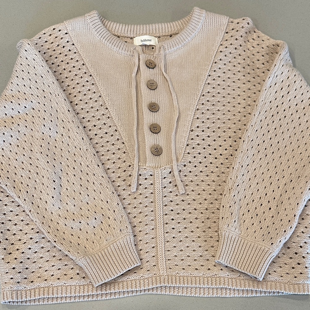 Böhme Textured Knit Button‑Front Cardigan